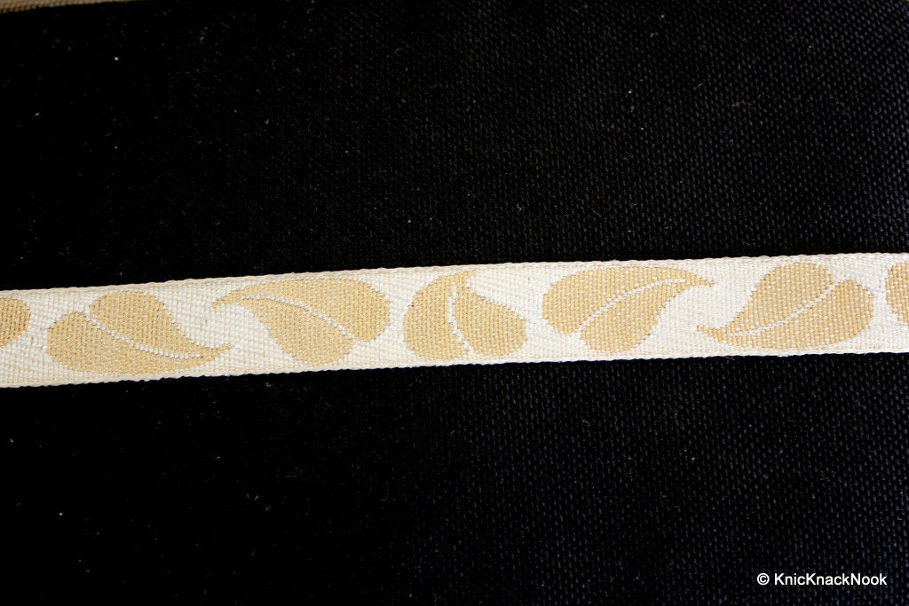 Wholesale Beige And Gold Embroidery Lace Trim, Approx. 16mm Wide - 140316L49