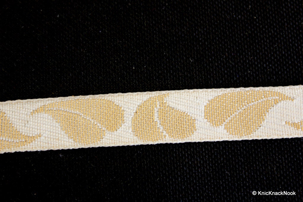 Wholesale Beige And Gold Embroidery Lace Trim, Approx. 16mm Wide - 140316L49