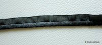 Thumbnail for Wholesale Black Lace Trim With Shining Black Piping, Approx. 11 mm wide, Piping Trim