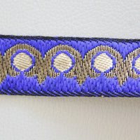 Thumbnail for Royal Blue And Gold Embroidery Fabric Lace Trim, Approx. 20mm Wide