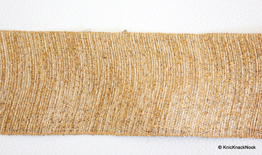 Gold Shimmer Ribbon Lace Trim, Approx. 51mm wide