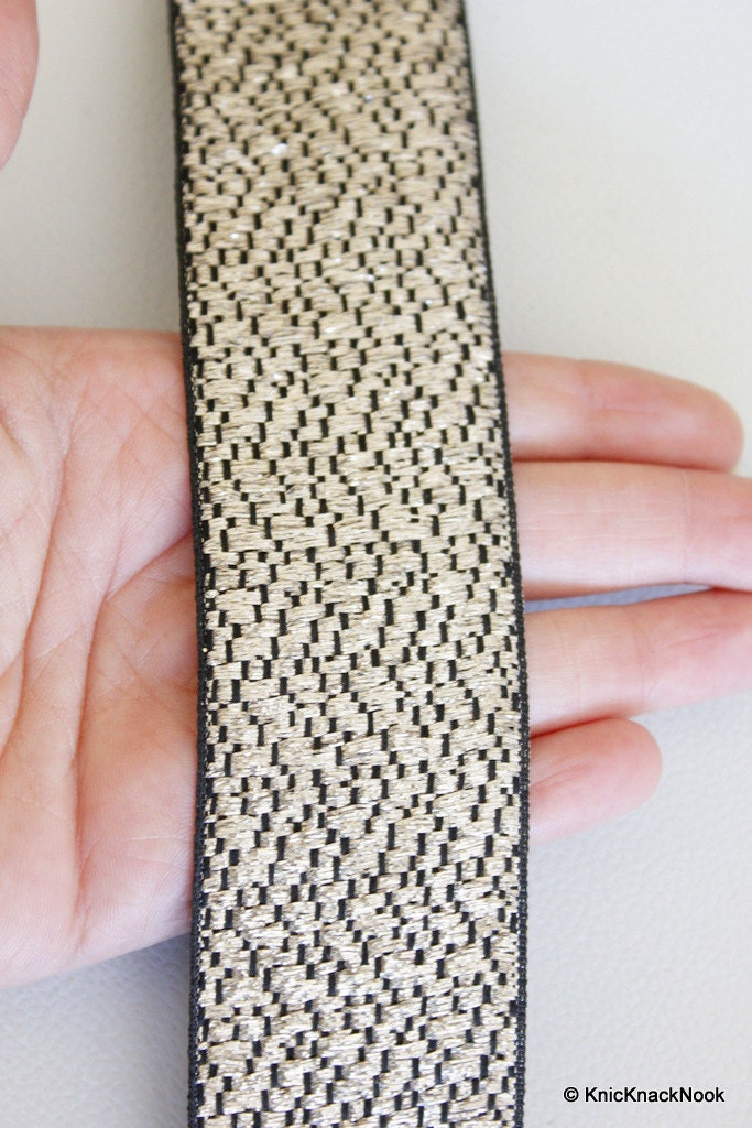 Wholesale Black And Silver, Gold Shimmer Lace Trim, Approx. 43mm wide