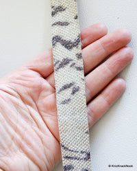 Thumbnail for 9 Yards x Wholesale White, Black And Silver Shimmer Lace Trim, Animal Print Trim