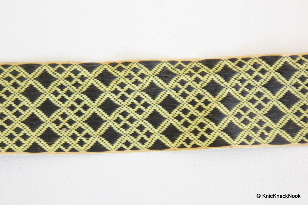 Wholesale Yellow And Black Jacquard Trim, Approx. 45mm Wide, Decorative Trim