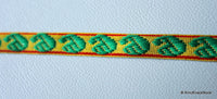 Thumbnail for Wholesale Yellow Fabric Trim With Green And Red Embroidery Thread Lace Trim, 15mm wide