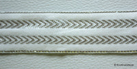 Thumbnail for 9 Yards White Fabric Lace Trim With Shining Silver Embroidery, Approx. 21 mm wide, Wholesale Trim