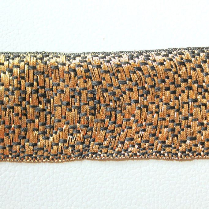 Black And Gold Shimmer Lace Trim, Approx. 43mm wide