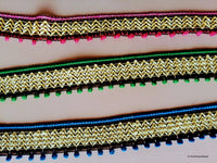 Thumbnail for Wholesale Blue / Green / Pink, Beige And Black Embroidery One Yard Lace Trim 22mm Wide