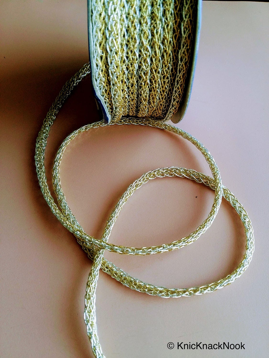 Wholesale Thread Lace Trim In Gold / Silver / Silver - Gold , Approx. 5mm wide - 200317L158/59/60