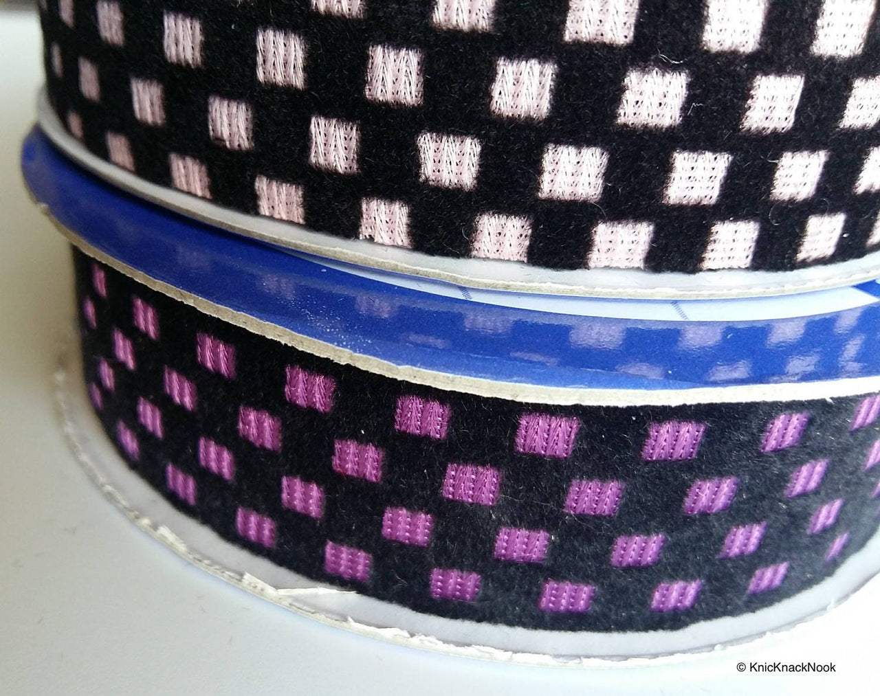 Pink And Black Chequered Trim, Approx. 27mm Wide - 200317L162