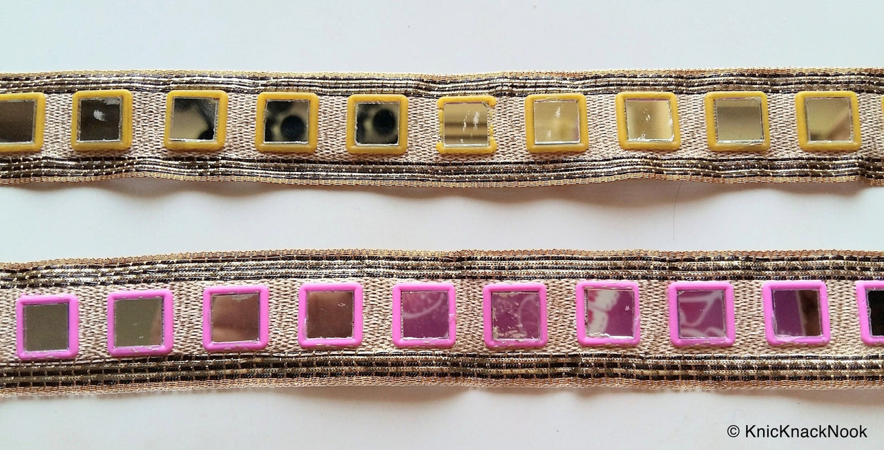 Gold, Black And Pink / Yellow Trim With Mirrors Embellishments - 2200317L244/45