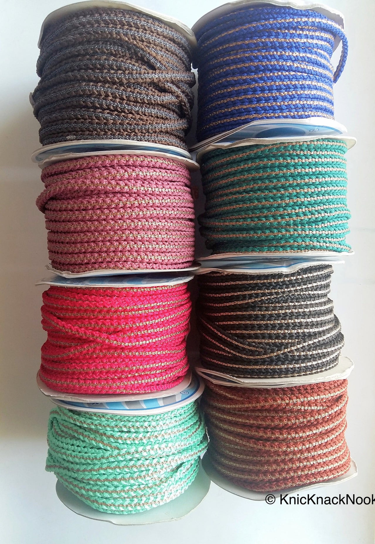 Wholesale Purple / Light Green / Fuchsia Pink / Dark Brown / Blue / Teal / Light Brown / Black And Gold Thread Braid Trim