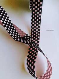 Thumbnail for Pink And Black Chequered Trim, Approx. 27mm Wide - 200317L162