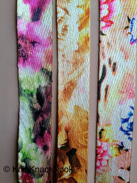 Thumbnail for Wholesale Beige, Pink, Green and Brown Print Floral Fabric Trim