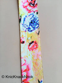 Thumbnail for Wholesale Beige, Pink, Blue and Brown Print Floral Fabric Trim