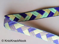 Thumbnail for Wholesale Purple / Fuchsia Pink, Green And Gold Embroidered Trim, Geometric Pattern