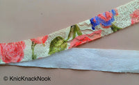 Thumbnail for Beige, Red, Green And Blue Floral Net Lace Trim Ribbon 30mm wide - 200317L24