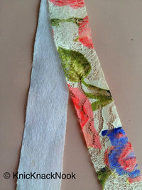 Thumbnail for Wholesale Beige, Red, Green And Blue Floral Net Lace Trim Ribbon 30mm wide - 200317L24