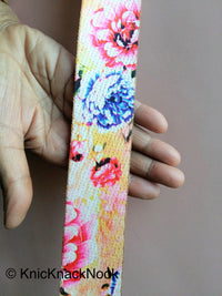 Thumbnail for Wholesale Beige, Pink, Blue and Brown Print Floral Fabric Trim