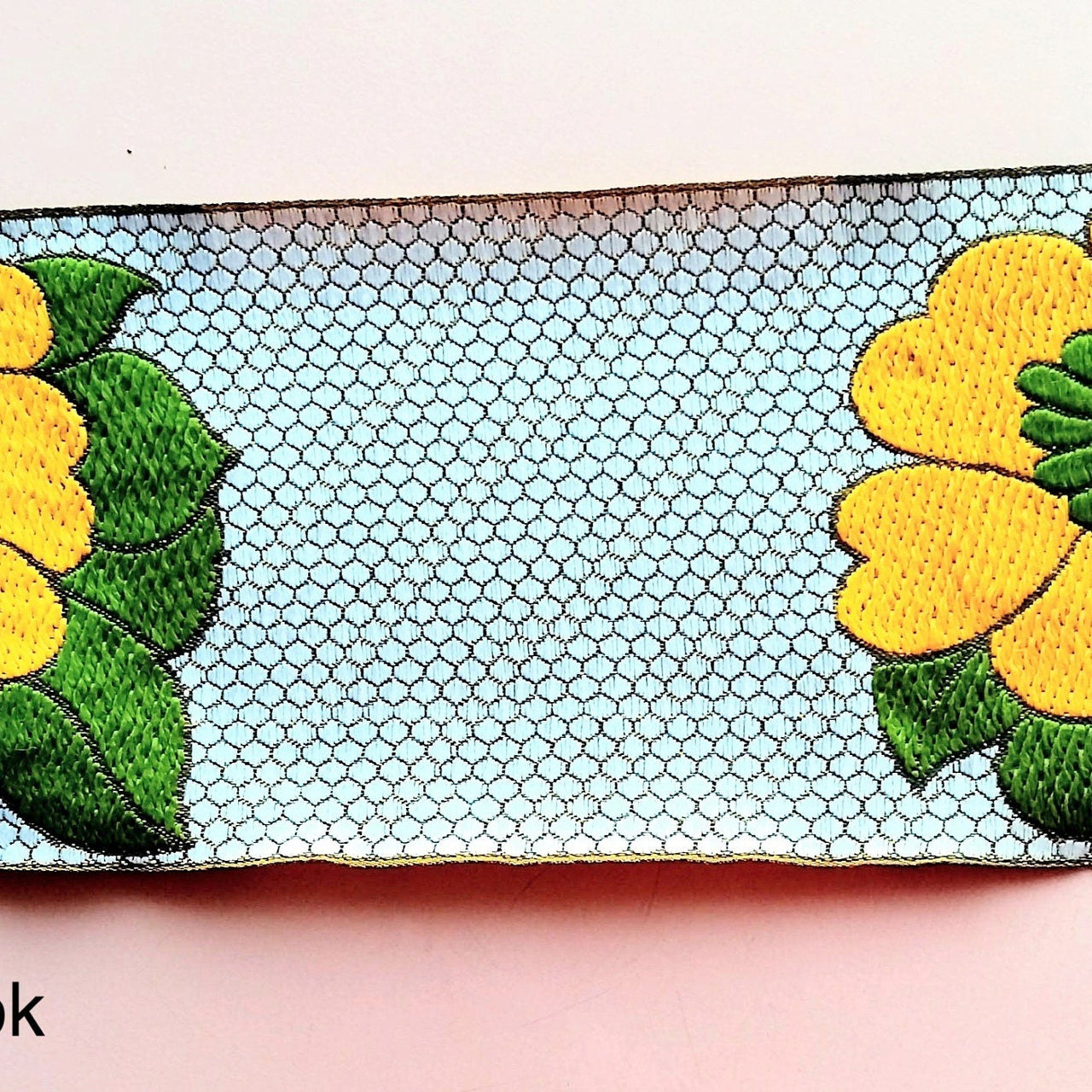 Embroidered Trim With Off White, Yellow And Green / Blue And Lilac Floral Embroidery, Approx. 10cm Wide - 200317L90/91