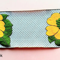 Thumbnail for Embroidered Trim With Off White, Yellow And Green / Blue And Lilac Floral Embroidery, Approx. 10cm Wide - 200317L90/91