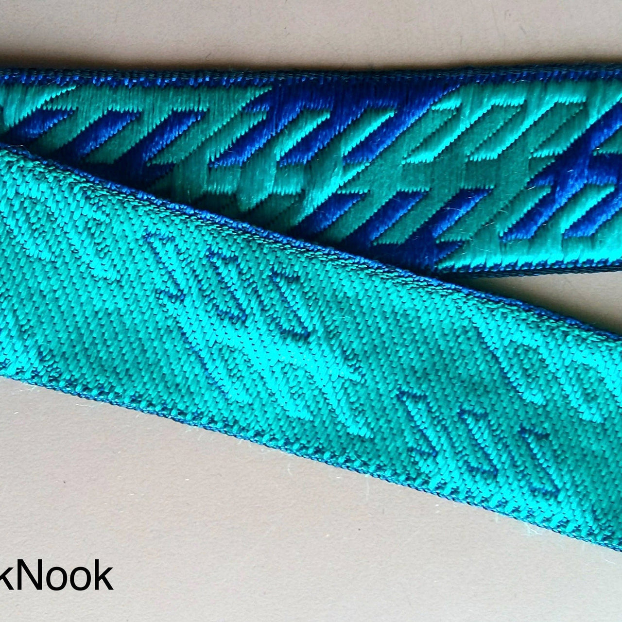 Blue And Green Embroidery Fabric Lace Trim, Approx. 30mm Wide - 200317L481