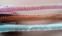 Thumbnail for Blue / Brown / Pink Sheer Fabric Lace Trim With Sequins, Approx. 15 mm wide - 200317L338/39/40