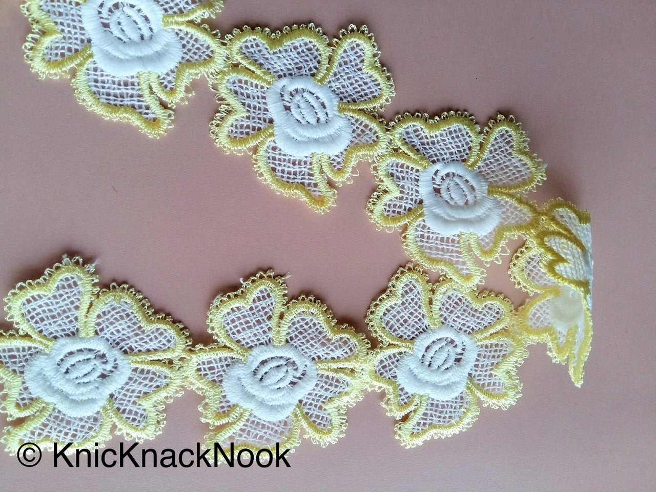 Wholesale Venise Floral Embroidery Lace Trim. Approx. 55mm Wide, Decorative Costume Trim, Trim By 9 Yards