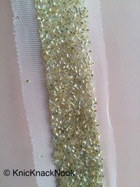 Thumbnail for Wholesale Beige Net Trim With Gold / Copper Beads Embellishments - 200317L199/ 200