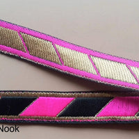 Thumbnail for Black, Fuchsia Pink And Bronze Thread Embroidered Lace Trim, 20mm wide - 200317L337