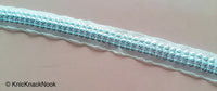 Thumbnail for Blue / Brown / Pink Sheer Fabric Lace Trim With Sequins, Approx. 15 mm wide - 200317L338/39/40