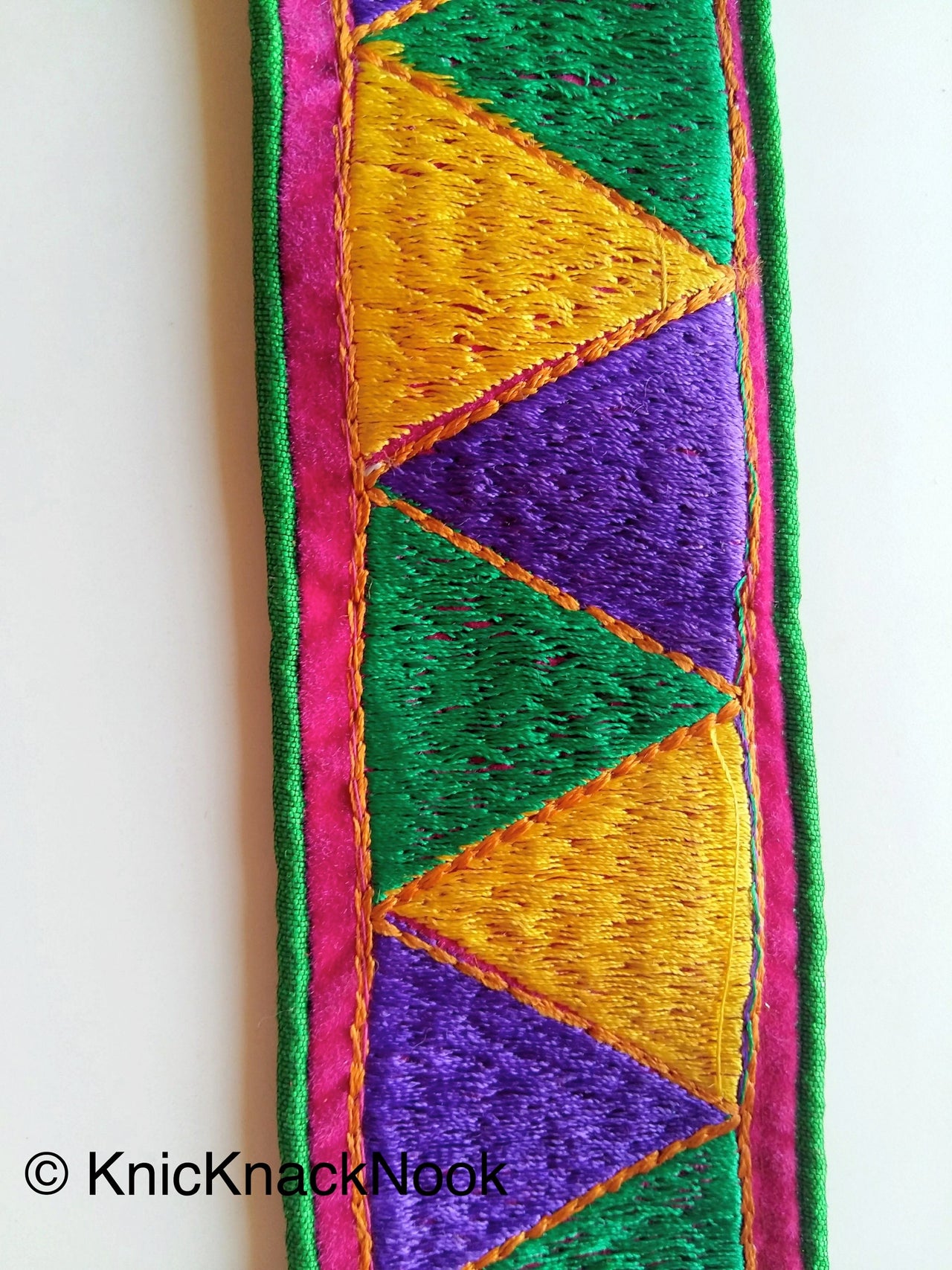 Wholesale Embroidered Temple Border Embroidery Lace Trim, Approx. 50mm Wide, Triangle Embroidered Decorative Craft Trim