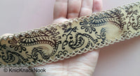 Thumbnail for Brown Soft Fabric Trim With Paisley Design Prints, Approx. 44mm Wide - 200317L140