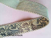 Thumbnail for Brown Soft Fabric Trim With Paisley Design Prints, Approx. 44mm Wide - 200317L140