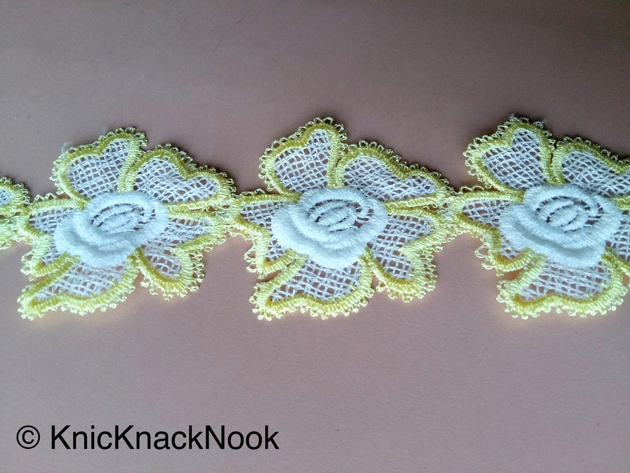 Wholesale Venise Floral Embroidery Lace Trim. Approx. 55mm Wide, Decorative Costume Trim, Trim By 9 Yards