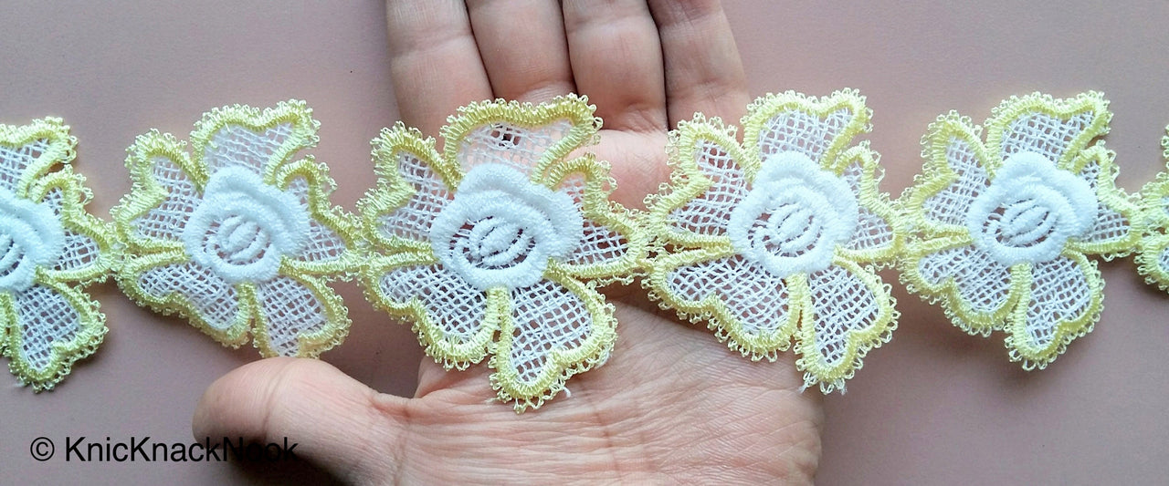 Wholesale Venise Floral Embroidery Lace Trim. Approx. 55mm Wide, Decorative Costume Trim, Trim By 9 Yards