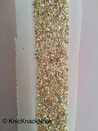 Thumbnail for Wholesale Beige Net Trim With Gold / Copper Beads Embellishments - 200317L199/ 200