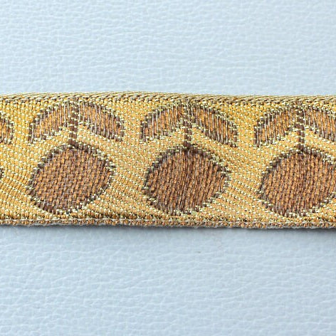 Orange, Gold And Bronze Floral Embroidered Fabric Lace Trim, Approx. 30mm Wide - 140316L77