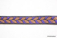 Thumbnail for Wholesale Black Fabric Trim With Blue And Gold Leaves Embroidery Thread Lace Trim, 15mm wide - 140316L66