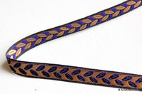 Thumbnail for Wholesale Black Fabric Trim With Blue And Gold Leaves Embroidery Thread Lace Trim, 15mm wide - 140316L66