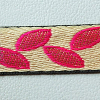 Thumbnail for Wholesale Beige, Pink And White Floral And Leaves Jacquard Fabric Lace Trim, Approx. 25mm Wide