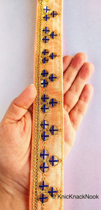 Thumbnail for Wholesale Mirrored Trim With Gold Embroidery, Indian Sari border, Decorative Trim