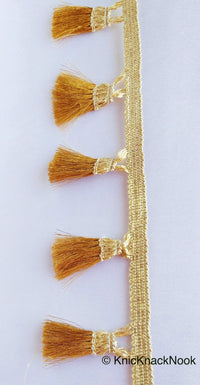 Thumbnail for Copper Brown / Silver Grey / Golden Brown And Beige Shimmer Thread Fringe Trim Tassels One Yard Trim, Approx. 60mm Wide - 210119L285/86/87