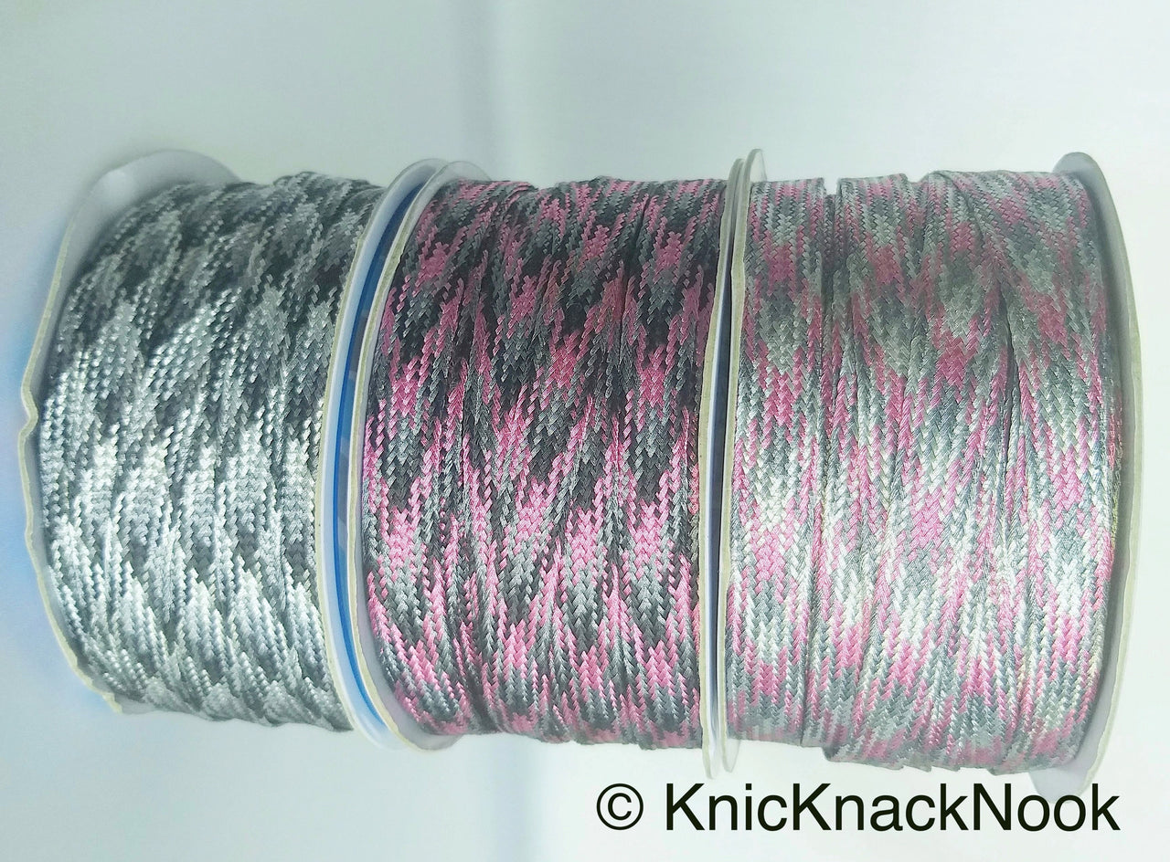 Wholesale Pink / Silver / Light Pink And Grey Thread Lace Trim, Basket Weave, Friendship Bracelet