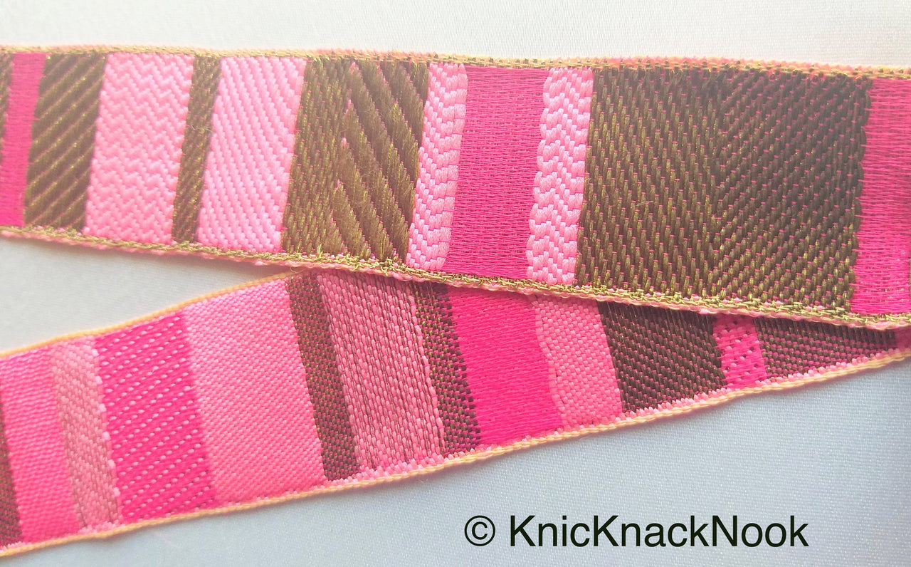 Pink Stripes Jacquard Weave Lace Trim, Stripes Trim, Approx. 30mm wide Trim By 9 Yards Wholesale Trimming Decorative Trim Costume Trim