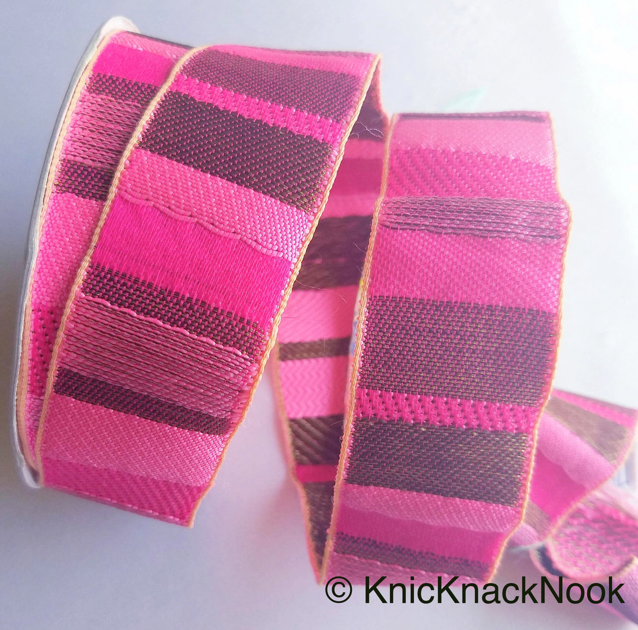 Pink Stripes Jacquard Weave Lace Trim, Stripes Trim, Approx. 30mm wide Trim By 9 Yards Wholesale Trimming Decorative Trim Costume Trim