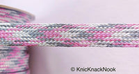 Thumbnail for Wholesale Pink / Silver / Light Pink And Grey Thread Lace Trim, Basket Weave, Friendship Bracelet