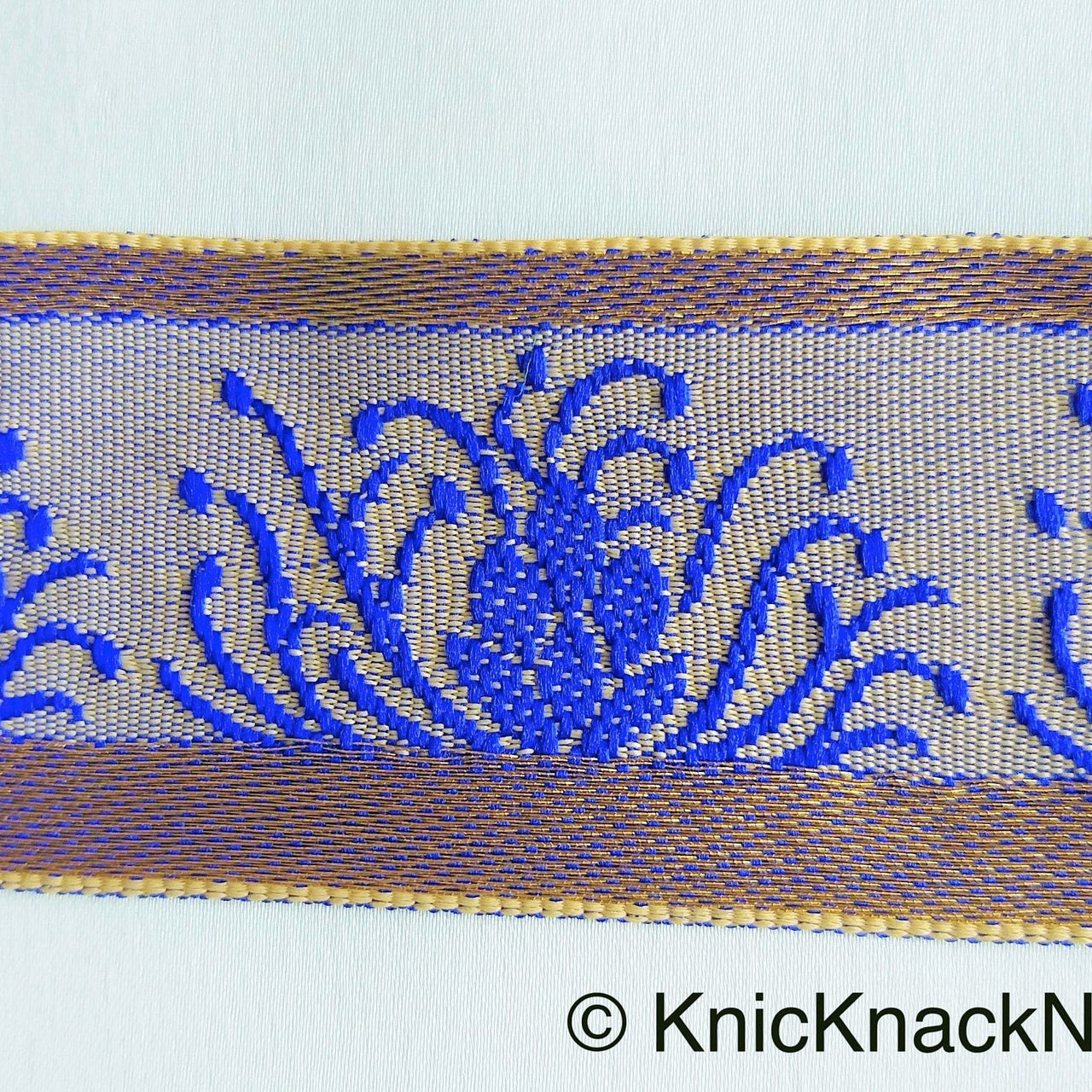 Orange / Green / Blue And Bronze Embroidered Trim, One Yard Trim, Jacquard Trim