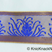 Thumbnail for Orange / Green / Blue And Bronze Embroidered Trim, One Yard Trim, Jacquard Trim