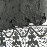 Thumbnail for Black Floral Embroidery Crochet (Cotton) One Yard Lace Trims, Indian Laces, Indian Trims